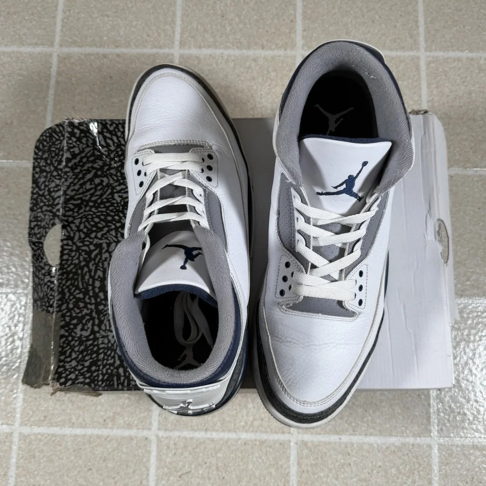 Size 12 - Air Jordan 3 Retro White/ Midnight Navy Model CT8532 140